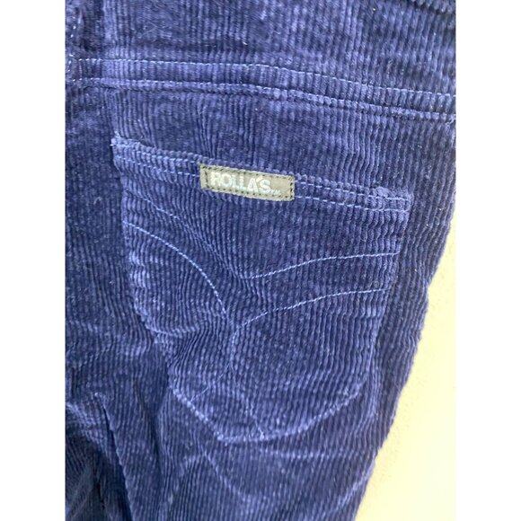 Rollas Navy Blue Corduroy Eastcoast Flare Overalls Women Size 25 Bib Western - Picture 14 of 16